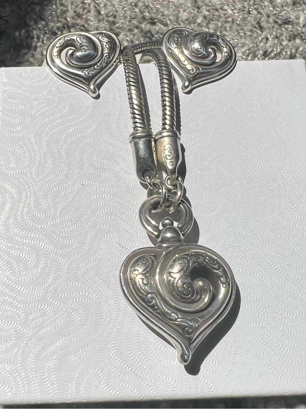 Brighton Silver-Tone Heart Pendant Necklace and Earrings Set